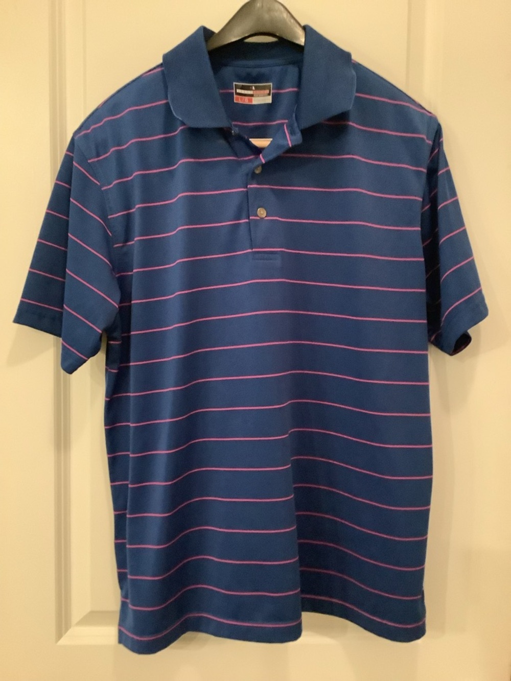 Grand Slam Royal Blue Polo with Pink Stripe Accents